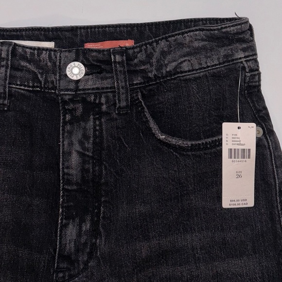 Anthropologie Pilcro women black bermuda hi rise jean shorts raw hem size 26 NWT - Picture 2 of 10